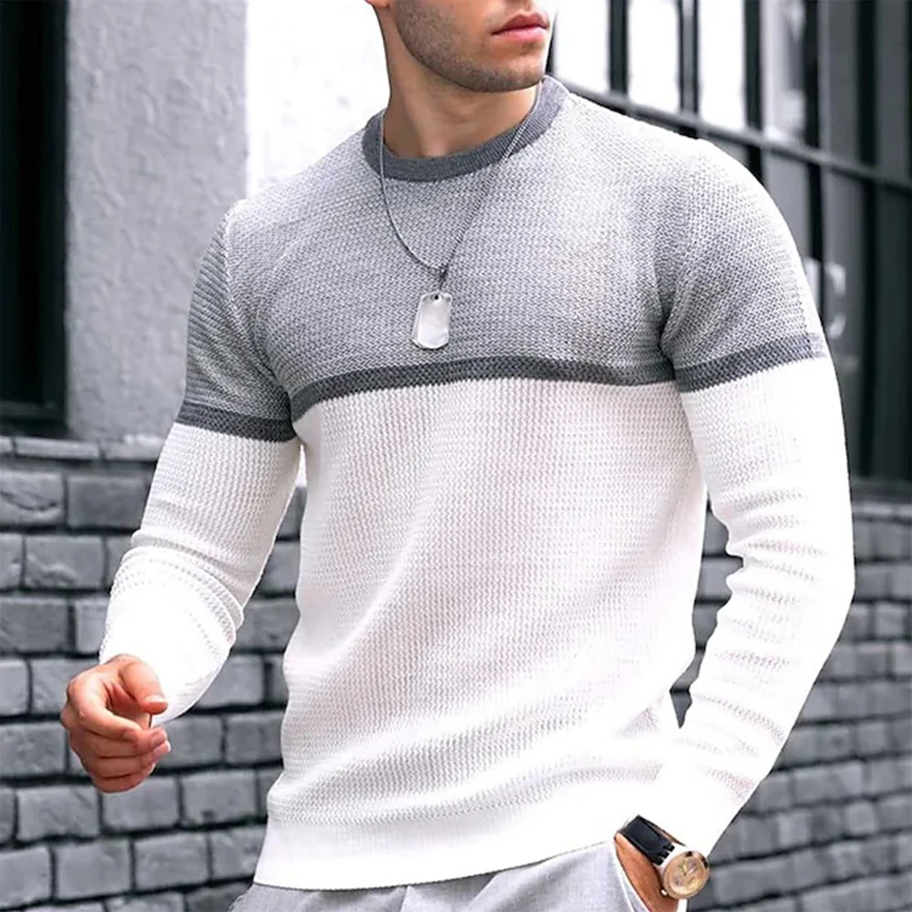 Men Casual Slim Round Neck Knit Sweater Jumper Long Sleeve Autumn Winter Warm Pullover Color-blocking Bottoming Shirt A50
Men Casual Slim Round Neck Knit Sweater Jumper Long Sleeve Autumn Winter Warm Pullover Color-blocking Bottoming Shirt A50