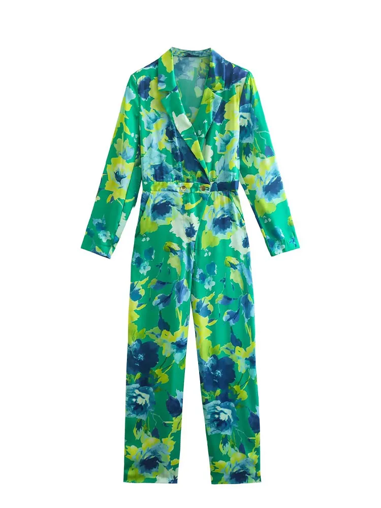 Women 2022 Autumn New Chic Fashion flower print Jumpsuits Vintage suit collar long Sleeve Female Playsuits Mujer
Women 2022 Autumn New Chic Fashion flower print Jumpsuits Vintage suit collar long Sleeve Female Playsuits Mujer