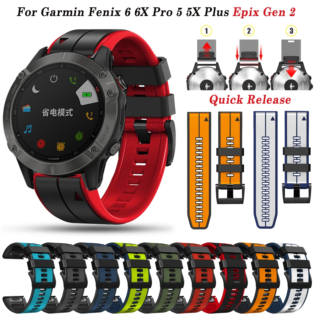 

22/26mm Smart Watch For Garmin Epix Gen 2 Sport Silicone Strap For Fenix 7 7X 5 5X Plus 6 6X Pro 3HR Bracelet Quick Easyfit Band