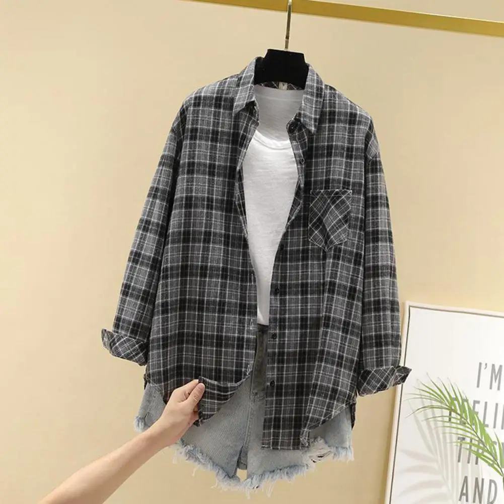 Loose Shirt Shrink Resistant Women Shirt Single-breasted Trendy Classic Plaid Printing Lady Shirt Coat Designed Sense
Loose Shirt Shrink Resistant Women Shirt Single-breasted Trendy Classic Plaid Printing Lady Shirt Coat Designed Sense
