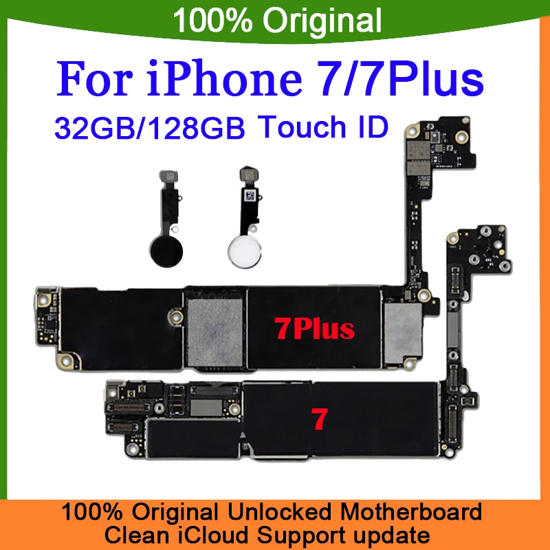 

Fully Tested Mainboard for iPhone 7 7Plus Motherboard with Touch ID Unlocked Clean iCloud Logic Board Plate Support Update