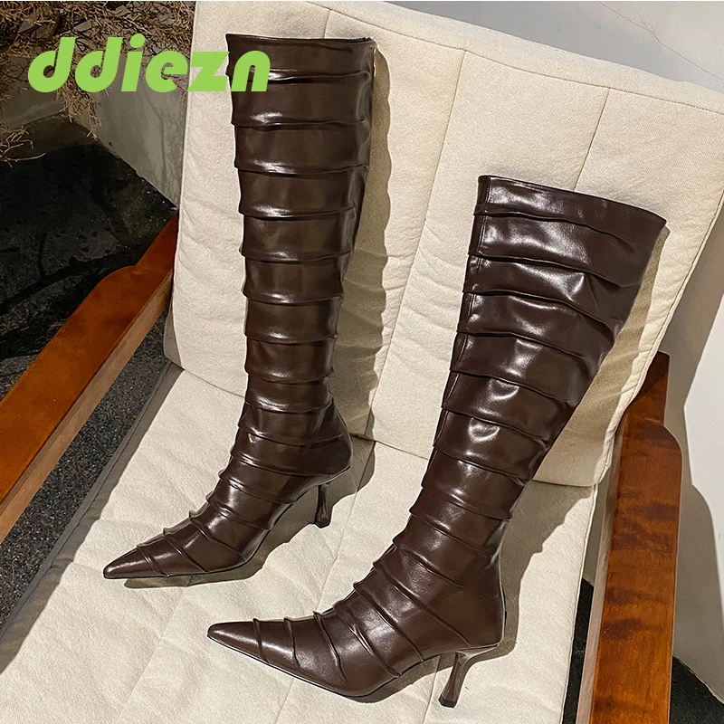 Autumn New Pointed Toe Women Knee High Boots Eelgant Thin Heel Solid Colors Fashion Pleated Shoes Ladies Slip-On Long Booties
Autumn New Pointed Toe Women Knee High Boots Eelgant Thin Heel Solid Colors Fashion Pleated Shoes Ladies Slip-On Long Booties