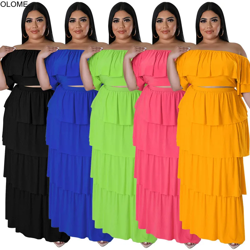 Fashion Woman Ruffles Layer Cake Skirt Two-piece Set Slash Neck Short Sleeves T Shirt Holiday Party Club Suit Female Oversize
Fashion Woman Ruffles Layer Cake Skirt Two-piece Set Slash Neck Short Sleeves T Shirt Holiday Party Club Suit Female Oversize