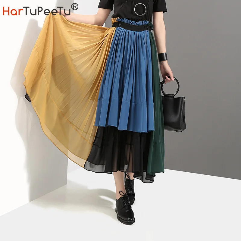 Pleated Skirts Midi Women 2022 Korean High Waist Layered Irregular Long Vestido Mujer Patchwork Contrast Colour Streetwear
Pleated Skirts Midi Women 2022 Korean High Waist Layered Irregular Long Vestido Mujer Patchwork Contrast Colour Streetwear