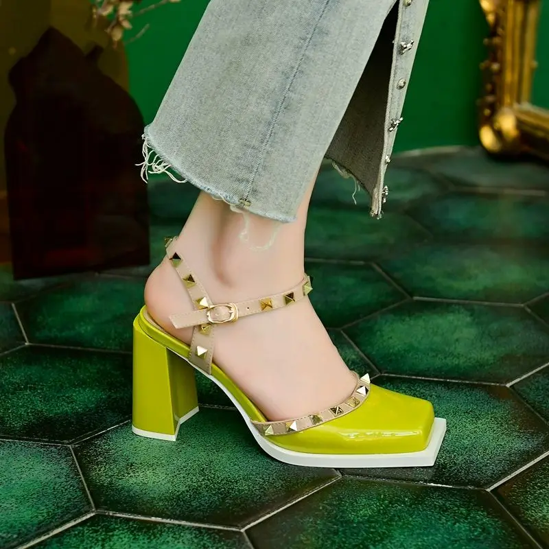 Designer Sandals Women Sexy High Heels Rivet Fashion Square Toe Single Shoes Women Party Dress Shoes 2023 New Zapatos De Mujer
Designer Sandals Women Sexy High Heels Rivet Fashion Square Toe Single Shoes Women Party Dress Shoes 2023 New Zapatos De Mujer
