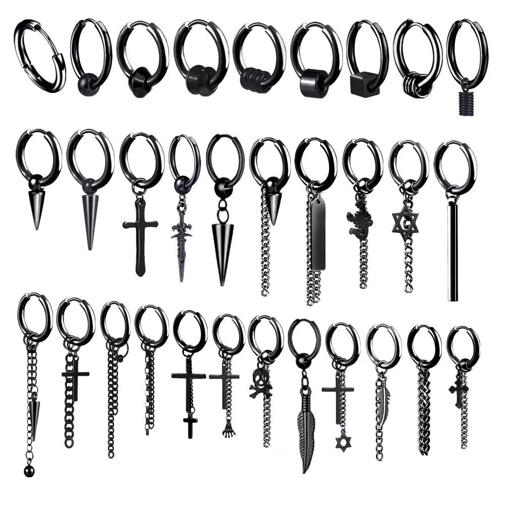 Punk Black Stainless Steel Hoop Earrings For Men Women 2022 Trendy Small Cross Round Geometry Hip Hop Piercing Jewelry Earrings
Punk Black Stainless Steel Hoop Earrings For Men Women 2022 Trendy Small Cross Round Geometry Hip Hop Piercing Jewelry Earrings