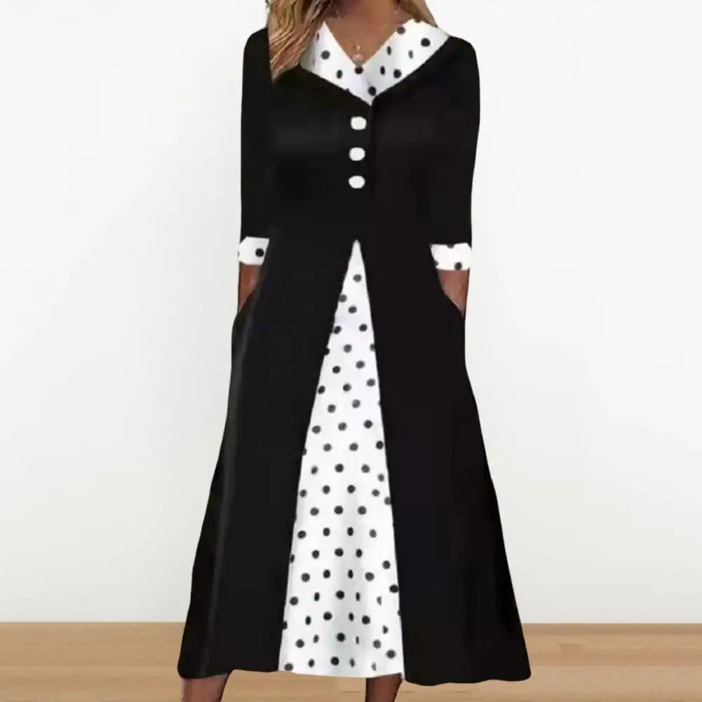 Summer Dress Dot Printing V-neck Women Dress Button Decor A-Lined Half Sleeve Casual Beach Dress With Pocket For Office Wear
Summer Dress Dot Printing V-neck Women Dress Button Decor A-Lined Half Sleeve Casual Beach Dress With Pocket For Office Wear