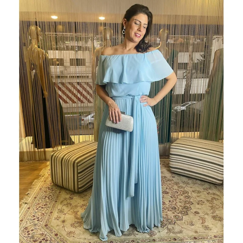 Elegant Light Blue Chiffon Mother of the Bride Dresses A-Line Pleated Ruffled Floor Length Mother of Groom Dress
Elegant Light Blue Chiffon Mother of the Bride Dresses A-Line Pleated Ruffled Floor Length Mother of Groom Dress
