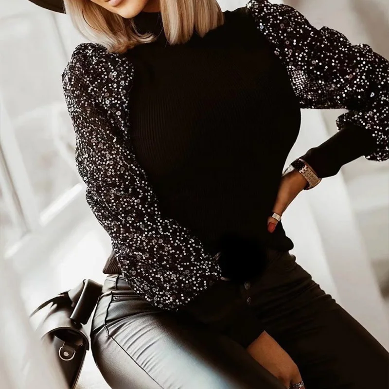 2022 New Plus Size Shiny Patch Women's High-neck Mesh Long-sleeved T-shirt High Street Black All-match Fashion Top
2022 New Plus Size Shiny Patch Women's High-neck Mesh Long-sleeved T-shirt High Street Black All-match Fashion Top