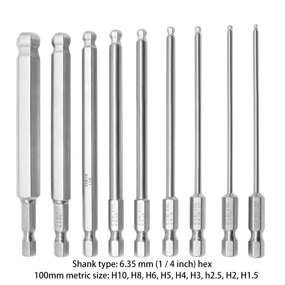 1pc Ball End Hex Screwdriver Bit Metric Hex Bit 100mm Long Magnetic Ball Head Driver Bit S2 Alloy Steel Screwdriver Bits
1pc Ball End Hex Screwdriver Bit Metric Hex Bit 100mm Long Magnetic Ball Head Driver Bit S2 Alloy Steel Screwdriver Bits