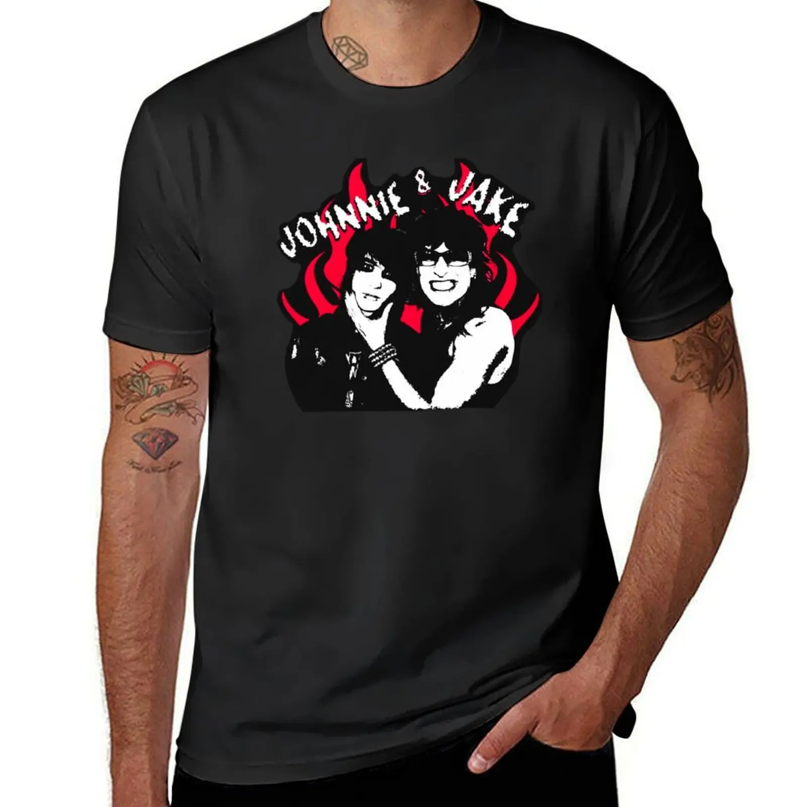 Jake and Johnnie футболка с пламенем sports fans милые топы винтажная одежда мужские смешные