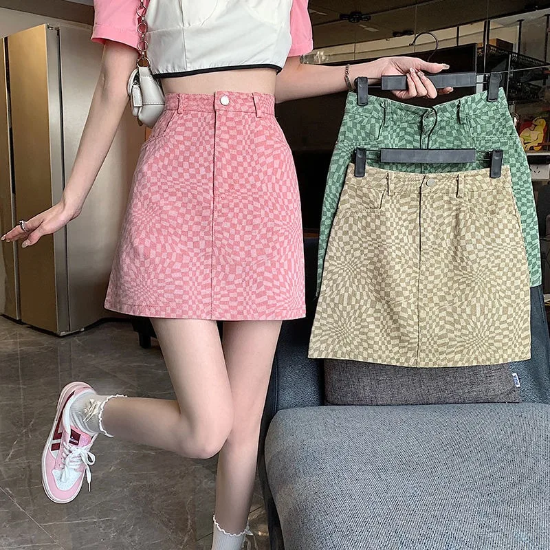 2022 summer new fashion women's skirt Y2K plaid high waist slim hip short mini skirt pink khaki
2022 summer new fashion women's skirt Y2K plaid high waist slim hip short mini skirt pink khaki