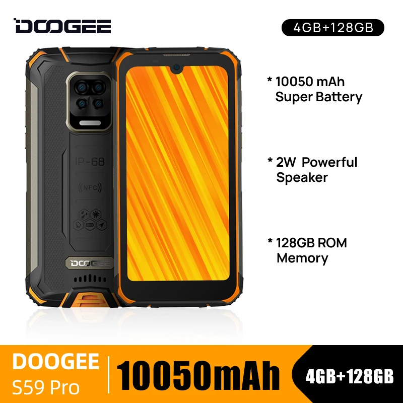 DOOGEE S59 Pro World Premiere Mobile Phone 10050mAh Super Battery IP68/IP69K 4+128GB NFC Rugged 2W High Power Speaker Smartphone
DOOGEE S59 Pro World Premiere Mobile Phone 10050mAh Super Battery IP68/IP69K 4+128GB NFC Rugged 2W High Power Speaker Smartphone