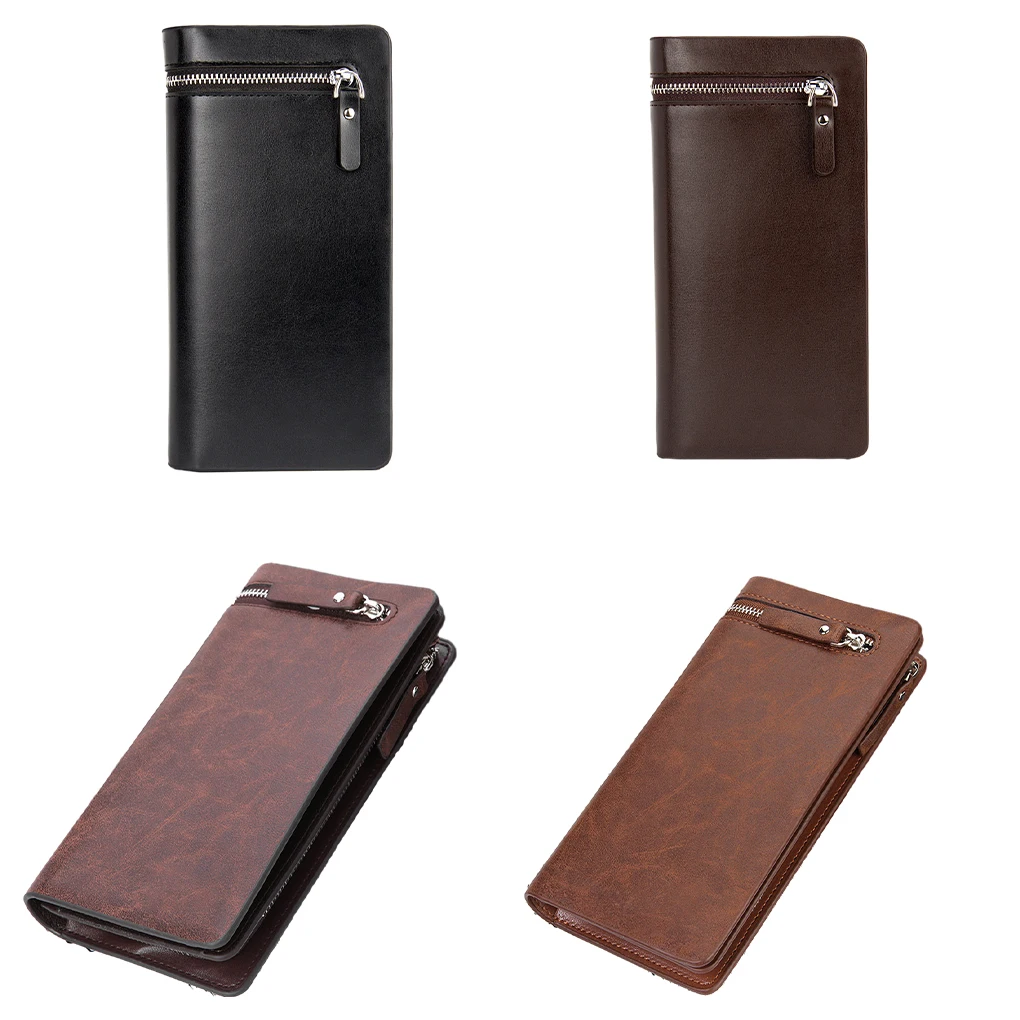 

Men Luxury Long Wallet Money Credit Card Holder Male Solid Color Pocket Purse Handbag Coins Phone Bag Large Capacity