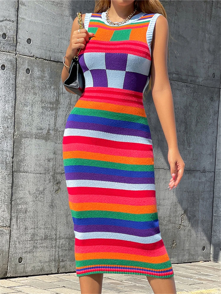 YESIKEY New Autumn Fashion Sexy Round Neck Sleeveless Street Shooting Slim Pack Hip Dress High Street Striped Knit Dress
YESIKEY New Autumn Fashion Sexy Round Neck Sleeveless Street Shooting Slim Pack Hip Dress High Street Striped Knit Dress