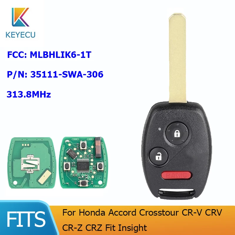 KEYECU для Honda Accord Crosstour CR-V CRV CR-Z CRZ Fit светлого света FCC: Φ 313,8 MHz MLBHLIK-1T P/N: 35111-SWA-306
KEYECU для Honda Accord Crosstour CR-V CRV CR-Z CRZ Fit светлого света FCC: Φ 313,8 MHz MLBHLIK-1T P/N: 35111-SWA-306