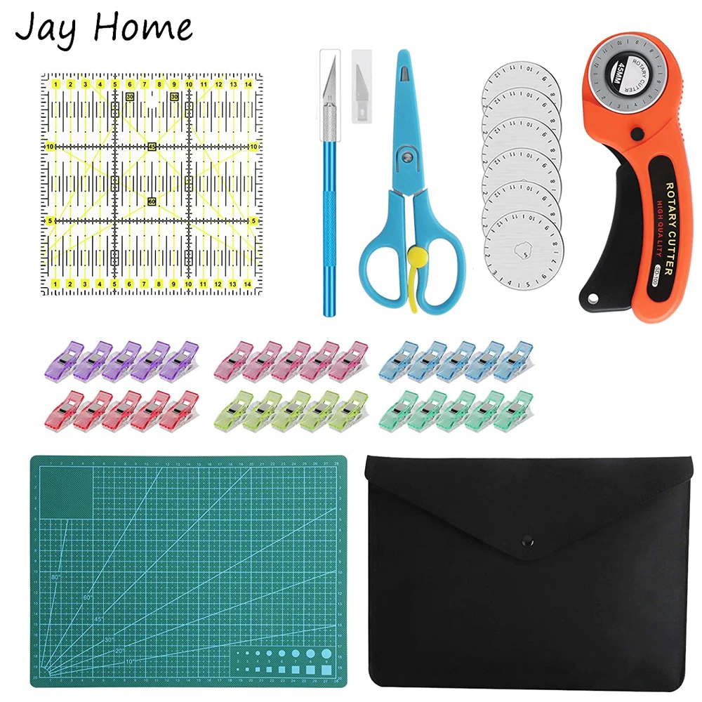 Rotary Cutter Kit with Cutting Mat Patchwork Ruler Carving Knife Scissors Sewing Clips for Quilting Leather Sewing Accessories
Rotary Cutter Kit with Cutting Mat Patchwork Ruler Carving Knife Scissors Sewing Clips for Quilting Leather Sewing Accessories