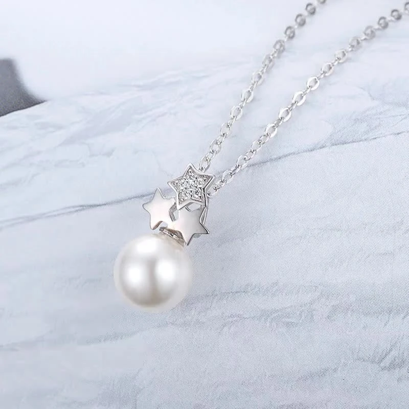 Genuine 100% 925 Sterling Silver Star Necklaces Trendy Pearl Pendant Necklace For Women Party Silver 925 Fine Jewelry Gifts
Genuine 100% 925 Sterling Silver Star Necklaces Trendy Pearl Pendant Necklace For Women Party Silver 925 Fine Jewelry Gifts