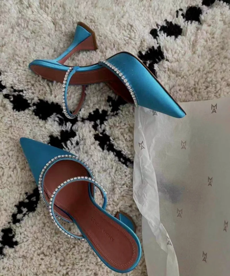 Women Slippers Rhinestones Wine Glass Heels Satin Ladies Mules Pointed Toe Elegant Female Slides Summer Shoes Heels Women
Women Slippers Rhinestones Wine Glass Heels Satin Ladies Mules Pointed Toe Elegant Female Slides Summer Shoes Heels Women