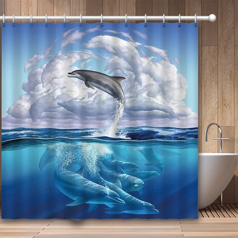 

Подводный мир морское существо Дельфин креативная Водонепроницаемая душевая занавеска для детей декор для ванной комнаты Аксессуары для в...