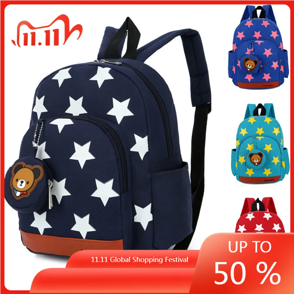 

Stars Printing Nylon Children Backpacks Kids Kindergarten School Bags Baby Boys Girls Nursery Toddler Cute Rucksack