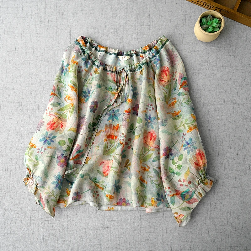 Summer NEW Women Loose Sweet Floral Print Comfortable Batwing Sleeve Water Washed Thin Lightweight Ramie Pullover Shirts/Blouses
Summer NEW Women Loose Sweet Floral Print Comfortable Batwing Sleeve Water Washed Thin Lightweight Ramie Pullover Shirts/Blouses