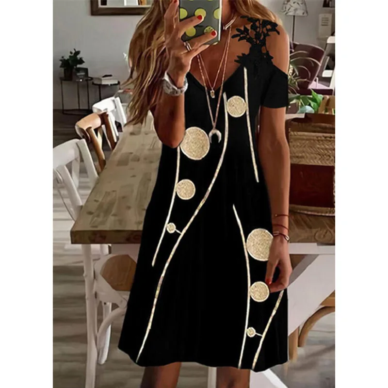 Vintage Boho Short Sleeve V Neck Midi Dresses for Women Summer New Fashion Harajuku Printing Off The Shoulder Lace Elegant Dress
Vintage Boho Short Sleeve V Neck Midi Dresses for Women Summer New Fashion Harajuku Printing Off The Shoulder Lace Elegant Dress