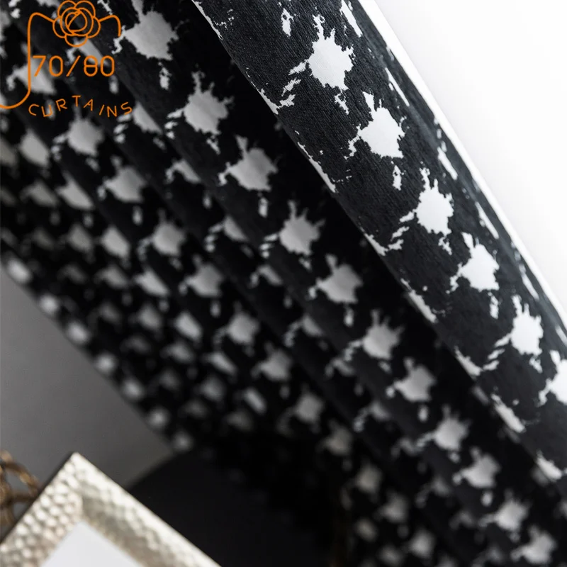 Luxury Black and White Thousand Bird Pattern Thickened Chenille Jacquard Blackout Curtains for Living Room Bedroom French Window 
Luxury Black and White Thousand Bird Pattern Thickened Chenille Jacquard Blackout Curtains for Living Room Bedroom French Window