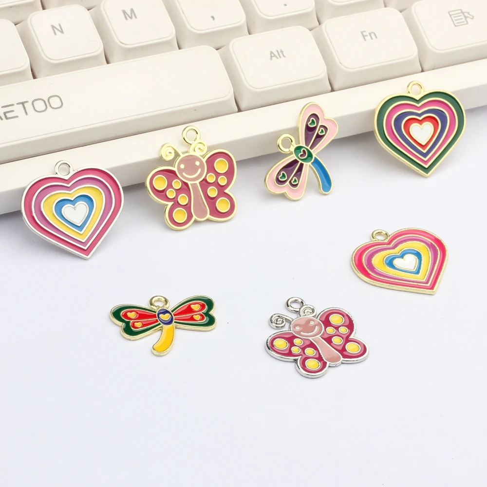 Zinc Alloy Gold Silver Enamel Cute Butterfly Dragonfly Heart Charms Pendant 6pcs/lot For DIY Necklace Jewelry Making Accessories
Zinc Alloy Gold Silver Enamel Cute Butterfly Dragonfly Heart Charms Pendant 6pcs/lot For DIY Necklace Jewelry Making Accessories