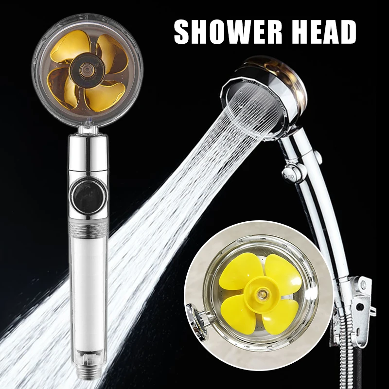 

1 Pc Handheld High Pressure Turbo Rotating With Fan Hydro Jet 360 Propeller Spinning Shower Head Bathroom Accessories Home