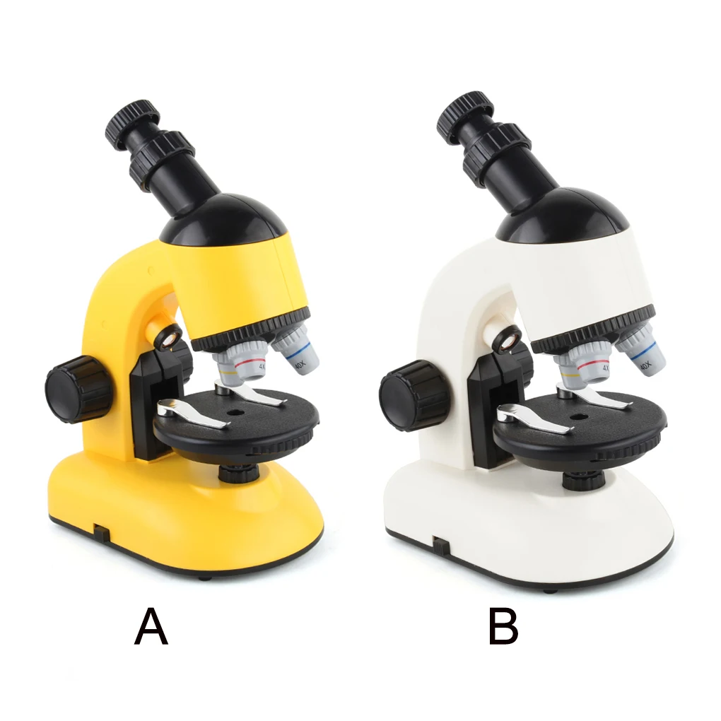 

Kids Rotatable Microscope Home Lab Desktop Adjustable 100X 400X 1200X Magnification Times LED Microscopes Plastic
