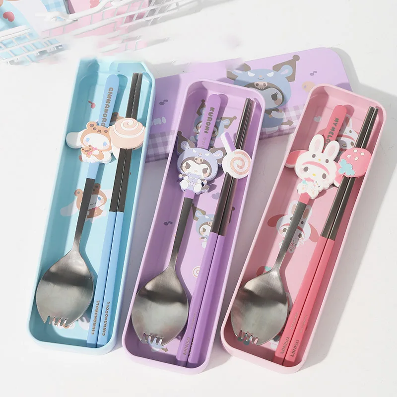 Kawaii My Melody Kuromi Cinnamoroll 304 Stainless Steel Cutlery Set Anime Sanrioed Girl Heart Cute Portable Chopsticks Spoon
Kawaii My Melody Kuromi Cinnamoroll 304 Stainless Steel Cutlery Set Anime Sanrioed Girl Heart Cute Portable Chopsticks Spoon