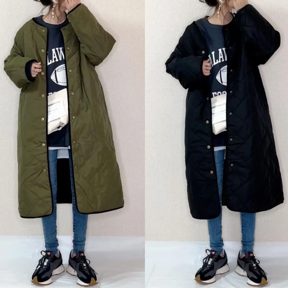 Loose Patchwork Single-Breasted Thin Mid-Length Women's Cotton Padded Jacket Casual Simple Autumn Winter Outwear Long Thick Coat
Loose Patchwork Single-Breasted Thin Mid-Length Women's Cotton Padded Jacket Casual Simple Autumn Winter Outwear Long Thick Coat