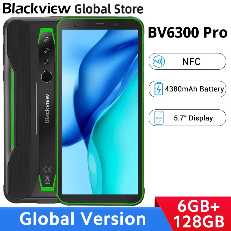 

Global Version Blackview BV6300 Pro 6GB RAM 128GB ROM NFC Octa Core Smartphone MTK Helio P70 5.7" Display Mobile Phone 4380mAh
