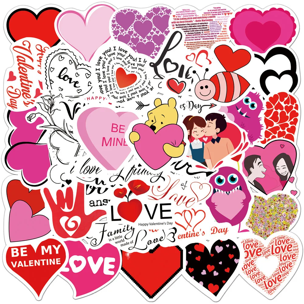 

Наклейки «Я тебя люблю» на День святого Валентина, 50 шт., подарок для влюбленных «сделай сам», наклейка на гитару, мотоцикл, скейтборд, автомобиль, ноутбук, холодильник