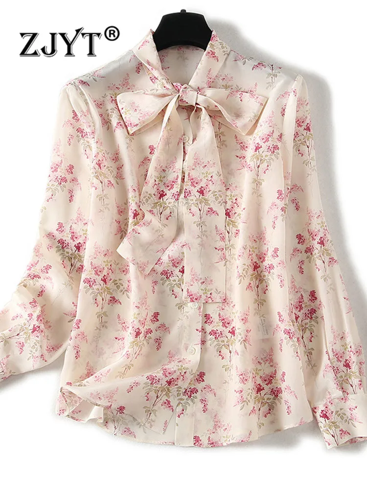 ZJYT Elegant Lady Floral Print 100% Silk Blouse Women High Quality Spring Long Sleeve Sweet Pink Office Shirt Female Blusas Tops
ZJYT Elegant Lady Floral Print 100% Silk Blouse Women High Quality Spring Long Sleeve Sweet Pink Office Shirt Female Blusas Tops