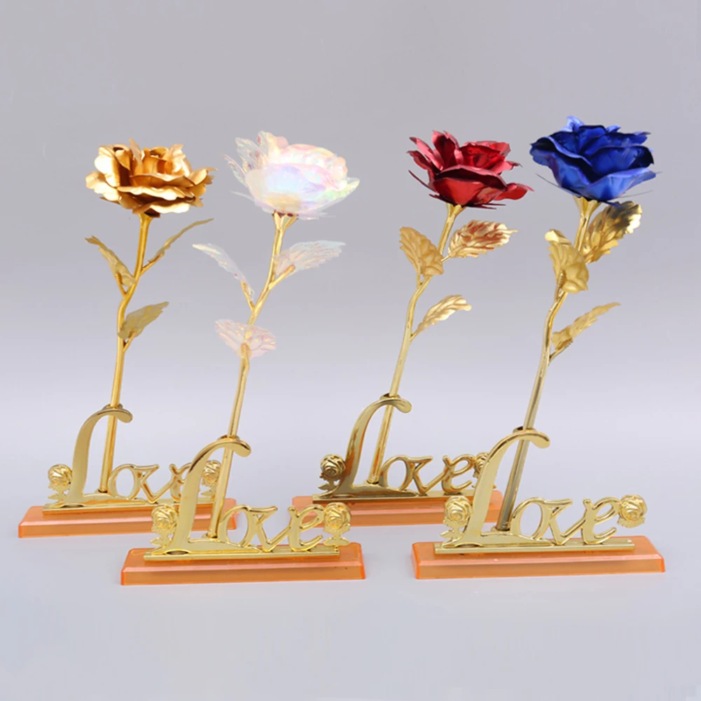 

Valentine's Day Creative Gift 24K Foil Plated Rose Gold Rose Lasts Forever Love Wedding Decor Lover Lighting Roses Creative Gift