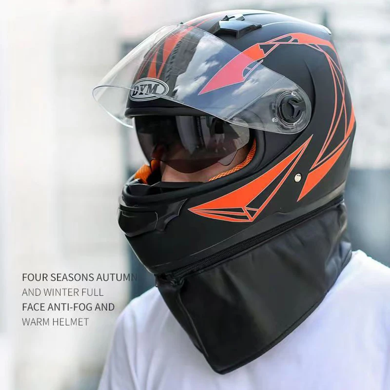 

Мотоциклетный шлем Мужской шлем для электрического велосипеда женский серый всесезонный осенне-зимний полный шлем противотуманный теплый...
