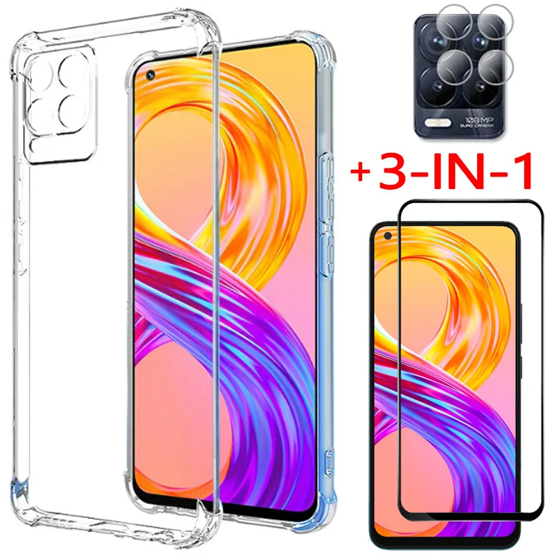 Realme-8 8Pro 8i Case, Tempered Glass + Case for Realme8 Phone Cases Realmi 8 Pro Shockproof Silicone Cover Realme 8i Case
Realme-8 8Pro 8i Case, Tempered Glass + Case for Realme8 Phone Cases Realmi 8 Pro Shockproof Silicone Cover Realme 8i Case