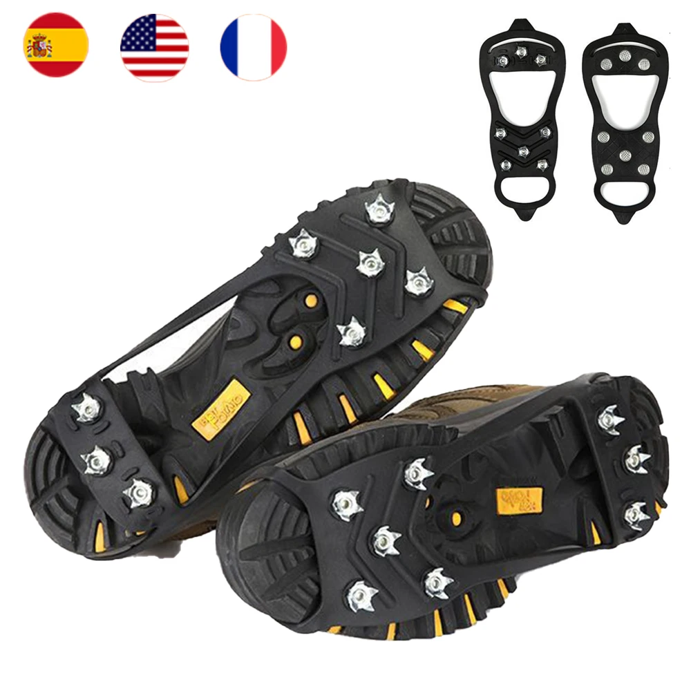 1 Pair 8 Teeth Crampons Ice Cleats Anti Slip Ice Snow Shoe Spike Grips Shoes Walk Traction Cleats for Outdoor Hiking Climbing
1 Pair 8 Teeth Crampons Ice Cleats Anti Slip Ice Snow Shoe Spike Grips Shoes Walk Traction Cleats for Outdoor Hiking Climbing