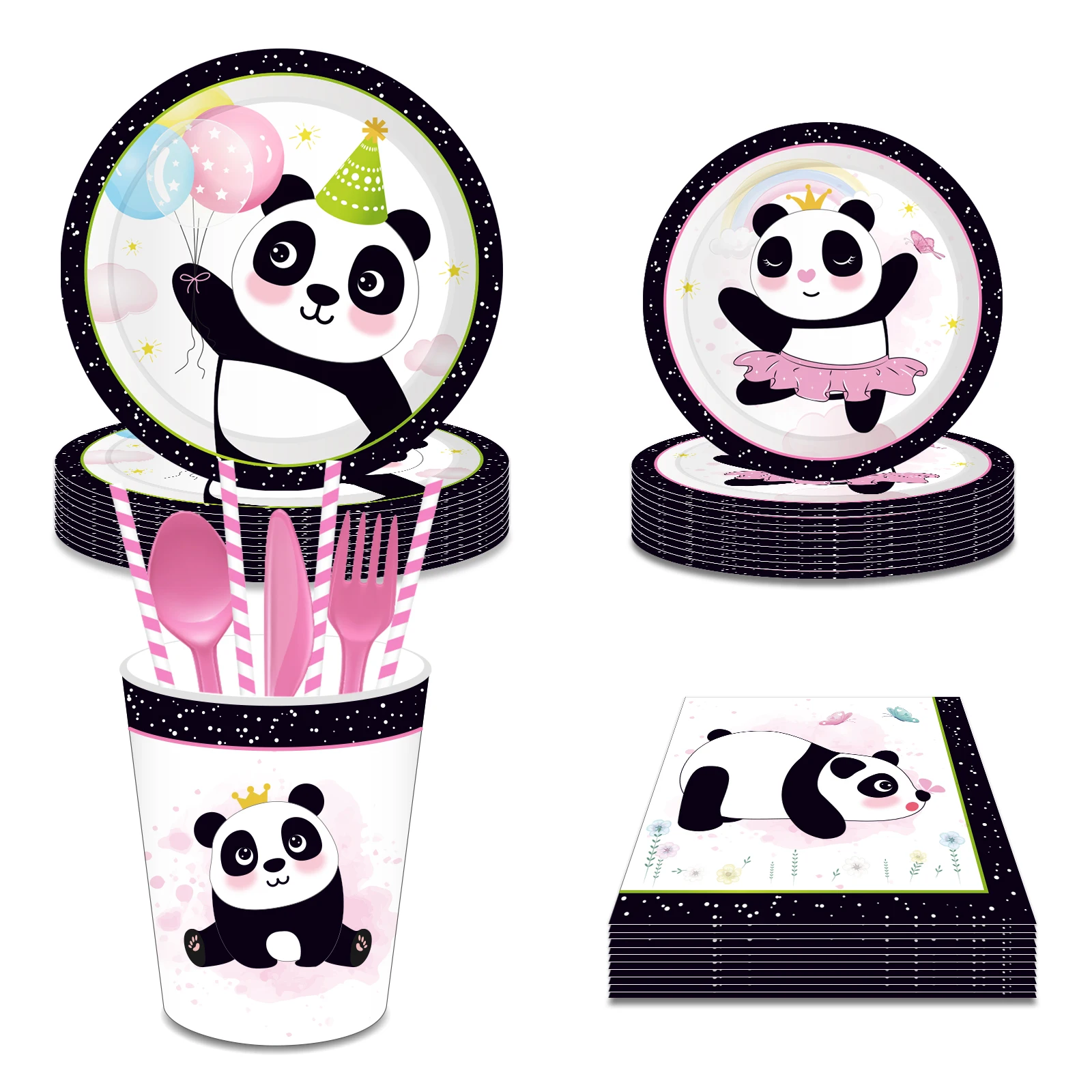 Cartoon Cute Baby Panda Birthday Disposable Tableware Set Party Decoration Plates Cups Paper Napkins Baby Shower Party Supplies
Cartoon Cute Baby Panda Birthday Disposable Tableware Set Party Decoration Plates Cups Paper Napkins Baby Shower Party Supplies