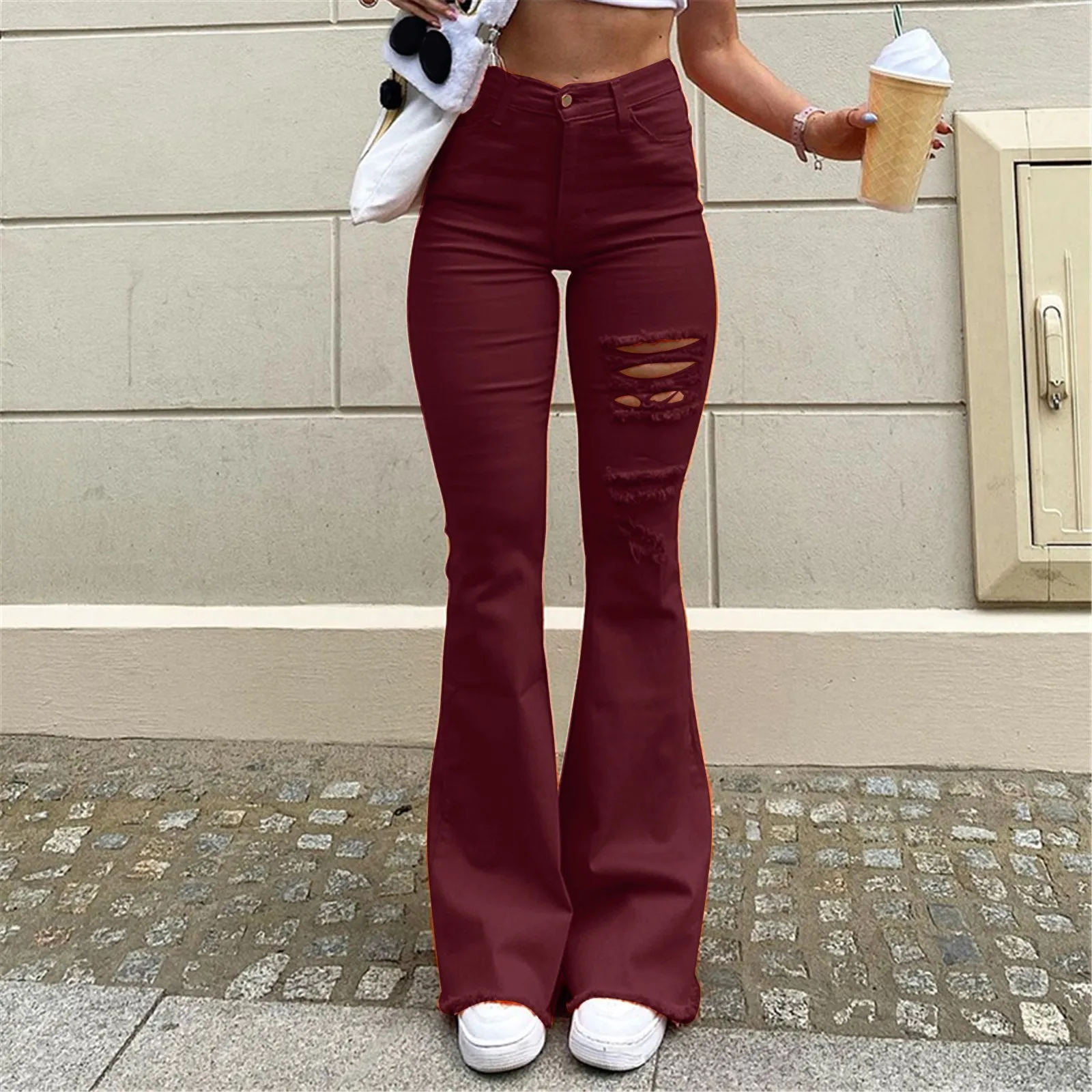 Lady High Waist Solid Color Hole Pocket Jeans Trim Elastic Band Show High And Thin Casual Pants Jeans Straight Women
Lady High Waist Solid Color Hole Pocket Jeans Trim Elastic Band Show High And Thin Casual Pants Jeans Straight Women