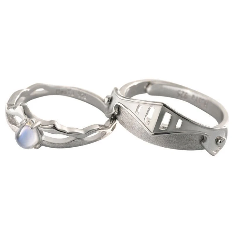 2 Pcs Moonstone Princess and Knight Lover Matching Open Band Rings Adjustable
2 Pcs Moonstone Princess and Knight Lover Matching Open Band Rings Adjustable