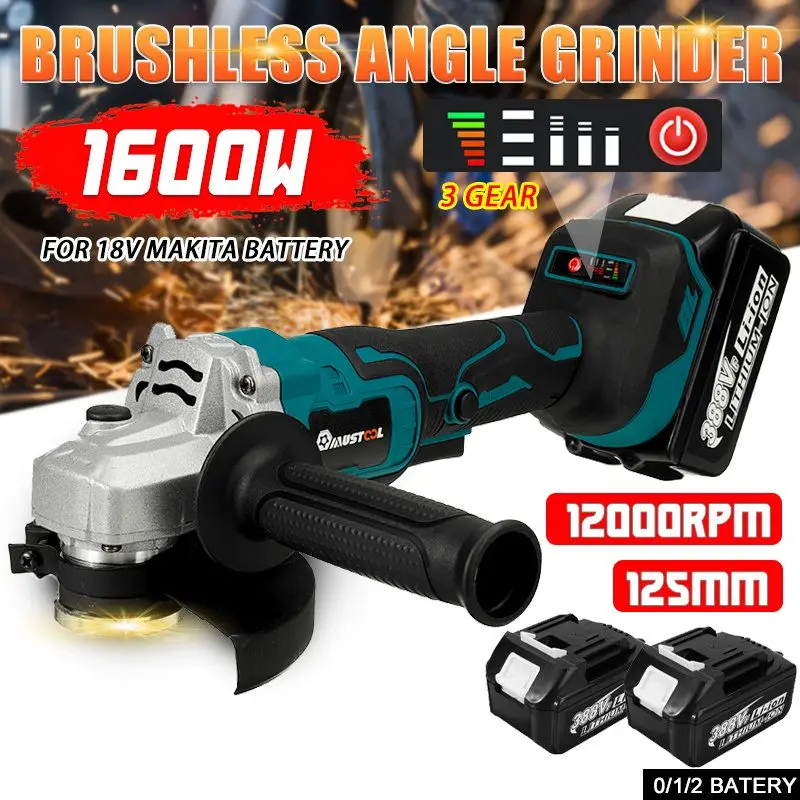 125mm Brushless Cordless Angle Grinder 3 Speed M14 Cutting Machine Polisher Lithium Battery Power Tools For Makita 18V Batterry
125mm Brushless Cordless Angle Grinder 3 Speed M14 Cutting Machine Polisher Lithium Battery Power Tools For Makita 18V Batterry