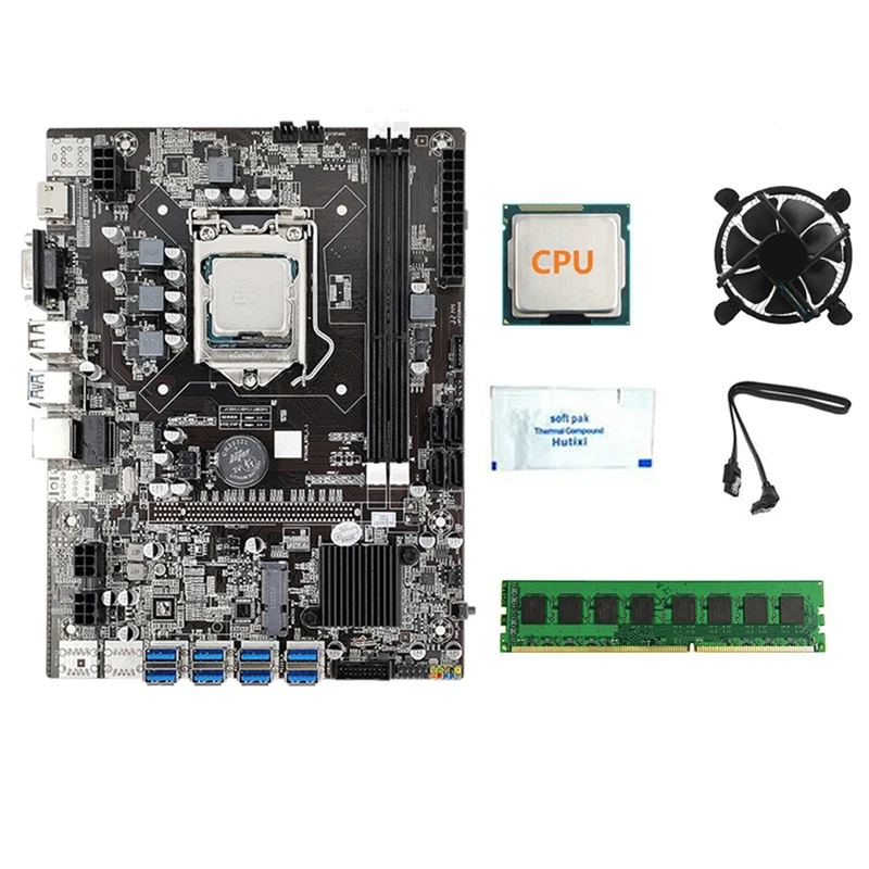 B75 8USB BTC Mining Motherboard Kit+CPU+Fan+4G DDR3 RAM+Thermal Grease+SATA Cable 8GPU LGA1155 DDR3 Slot MSATA ETH Miner
B75 8USB BTC Mining Motherboard Kit+CPU+Fan+4G DDR3 RAM+Thermal Grease+SATA Cable 8GPU LGA1155 DDR3 Slot MSATA ETH Miner