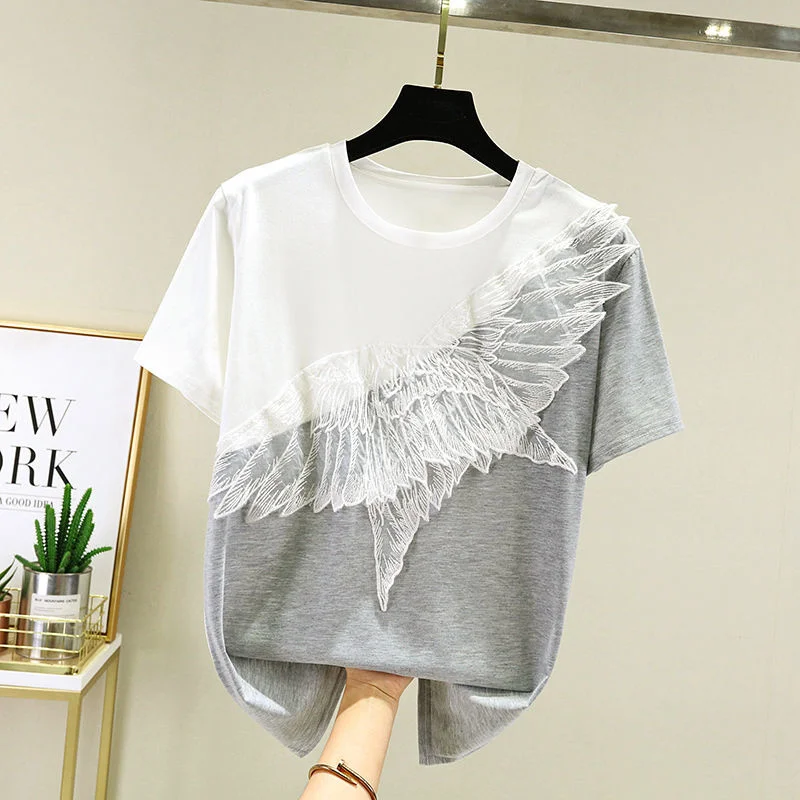 Summer Korean Feather Women's Clothing Slightly Loose Short Sleeve Slim Casual Bottoms T-Shirt Top
Summer Korean Feather Women's Clothing Slightly Loose Short Sleeve Slim Casual Bottoms T-Shirt Top
