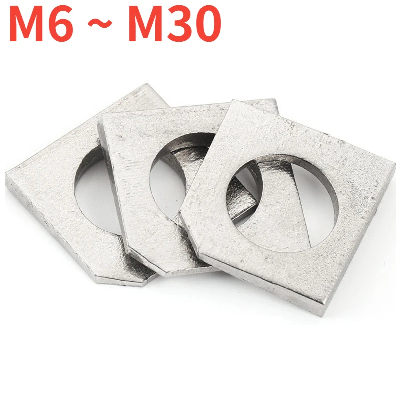 

M6 M8 M10 M12 M14 M16 M20 ~M30 GB853 304 A2-70 Stainless Steel Square Taper Missing Corner Washer Gasket for Slot Steel Section
