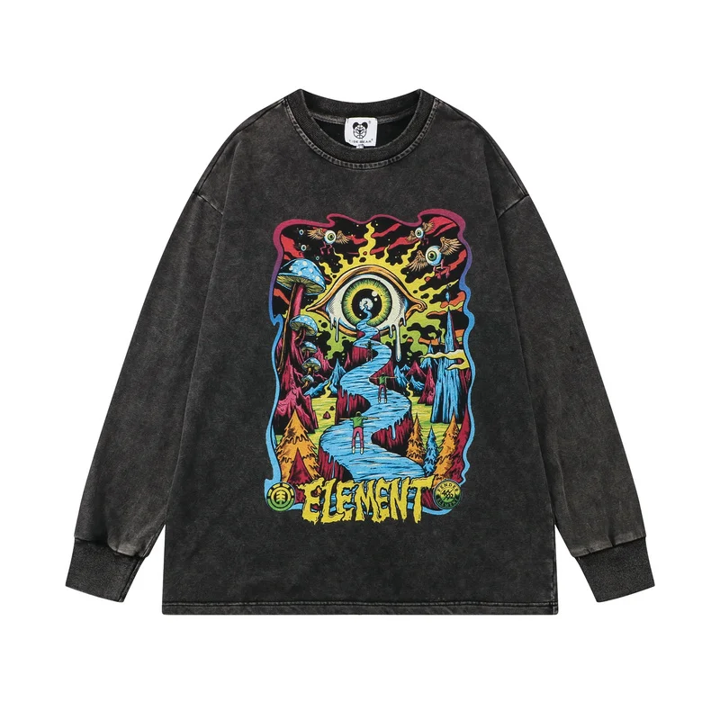 Washed Oversized Sweat Shirt Eye of Hell Print Sweatshirt Loose Casual Pullover Hip Hop Cotton Harajuku Autumn Fashion Tops New
Washed Oversized Sweat Shirt Eye of Hell Print Sweatshirt Loose Casual Pullover Hip Hop Cotton Harajuku Autumn Fashion Tops New