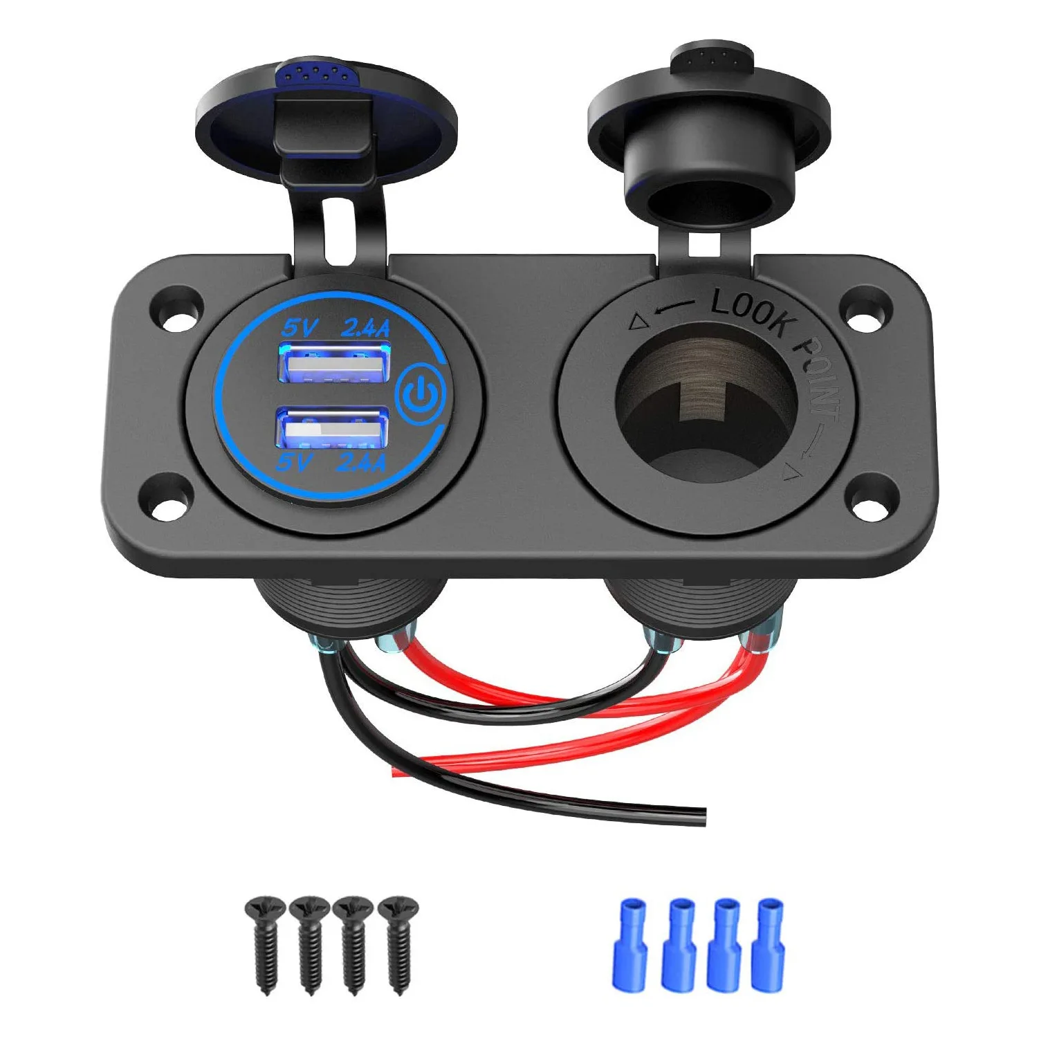 2 in 1 Panel 4.8A Dual USB Ports Quick Car Charger with Touch Switch Cigarette Lighter Socket for Marine Vehicle Motorcycle ATV
2 in 1 Panel 4.8A Dual USB Ports Quick Car Charger with Touch Switch Cigarette Lighter Socket for Marine Vehicle Motorcycle ATV