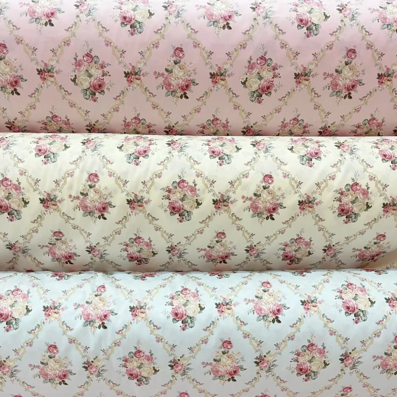 

160x50cm Rose Cotton Twill Printed Fabric, Making Bedding Handmade Finish Tablecloth Clothes Cloth